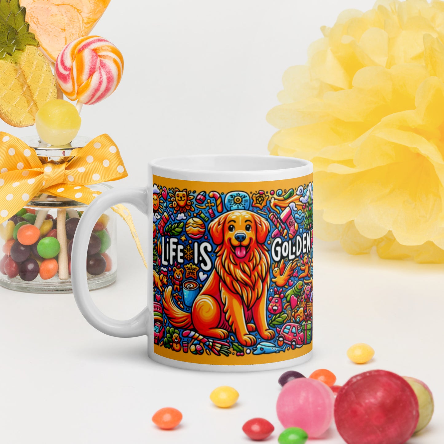 Life is Golden White glossy mug