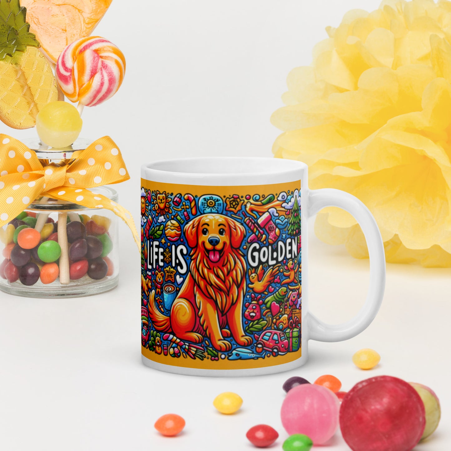 Life is Golden White glossy mug