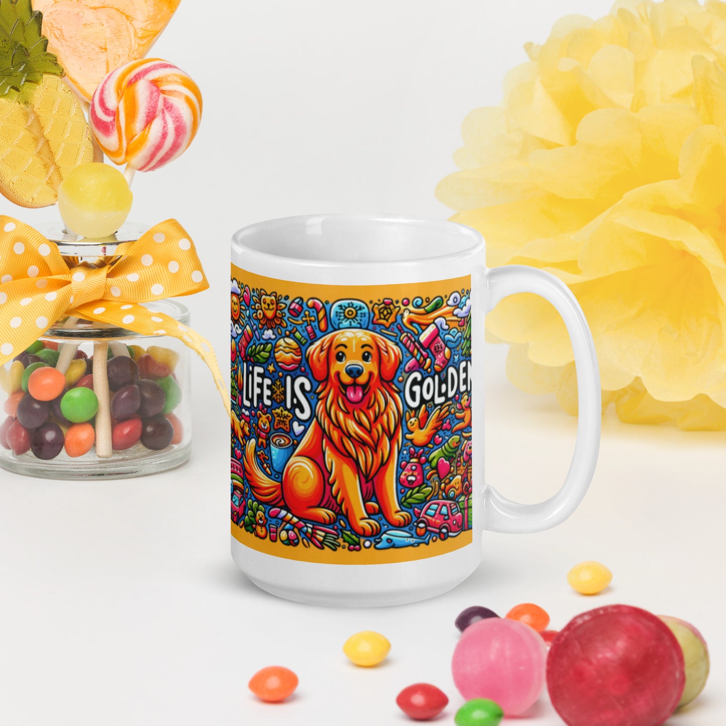Life is Golden White glossy mug