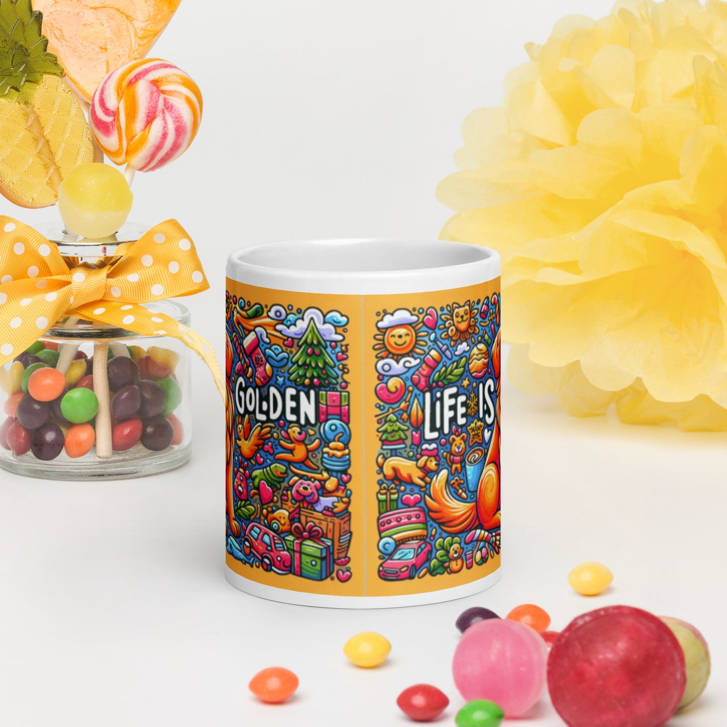 Life is Golden White glossy mug