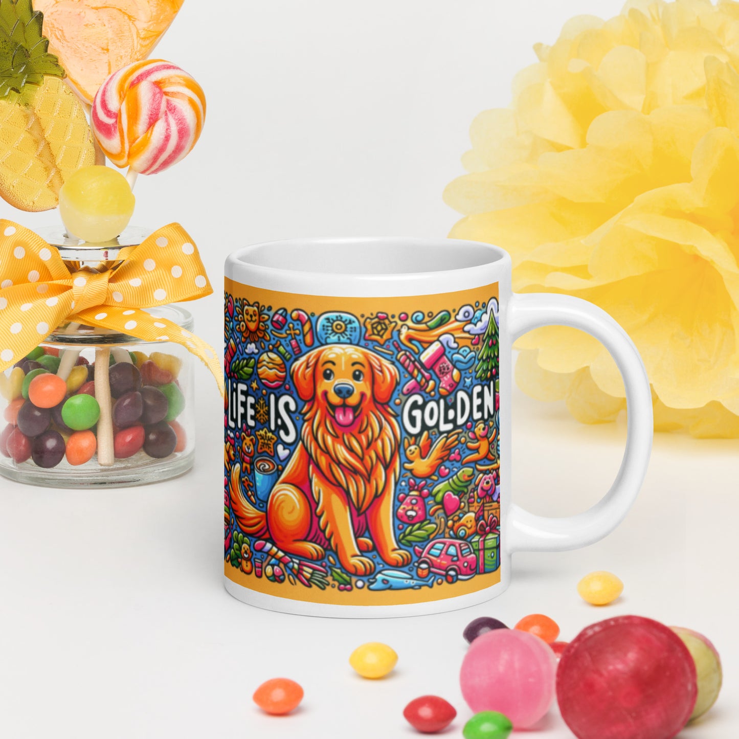 Life is Golden White glossy mug